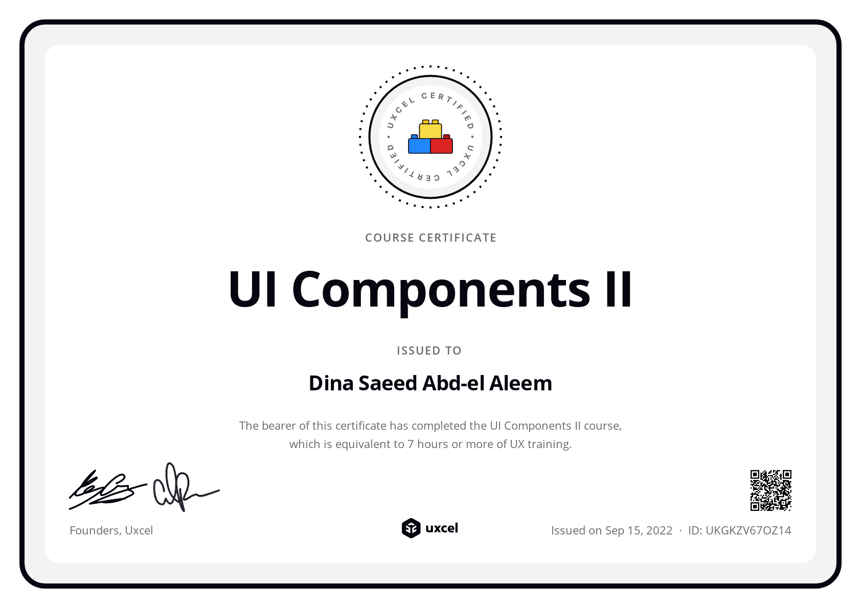 Dina Saeed Abd-el Aleem's certificate